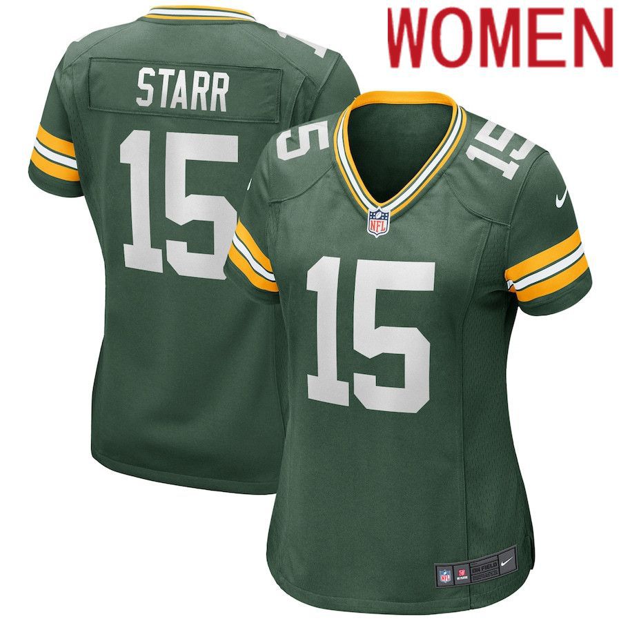 Women Green Bay Packers 15 Bart Starr Nike Green Game Retired Player NFL Jersey